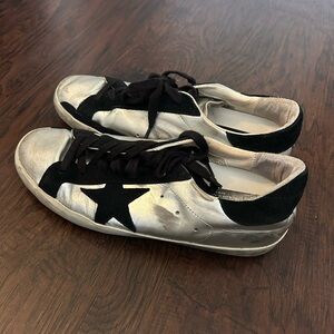 Silver and Black Star Sneakers